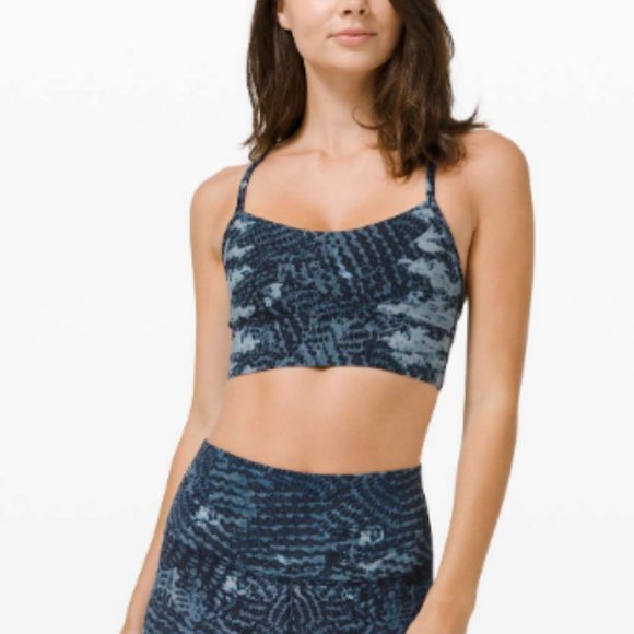 Lululemon Flow Y Bra Long Line - Indigo Lace Starlight Multi - Size 6 - Picture 1 of 5